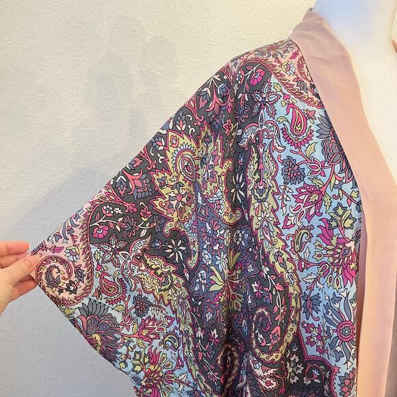 Blank London Kimono One Size Fits S M L XL Paisley Robe Cover Up Pink Boho Beach - Picture 3 of 14